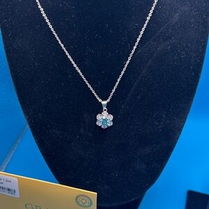 Certified 1.0 royal blue Moissanite carat floral Pendant‎ Necklace